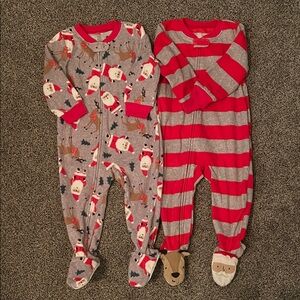 Festive Santa and Striped Fleece Footies Set
